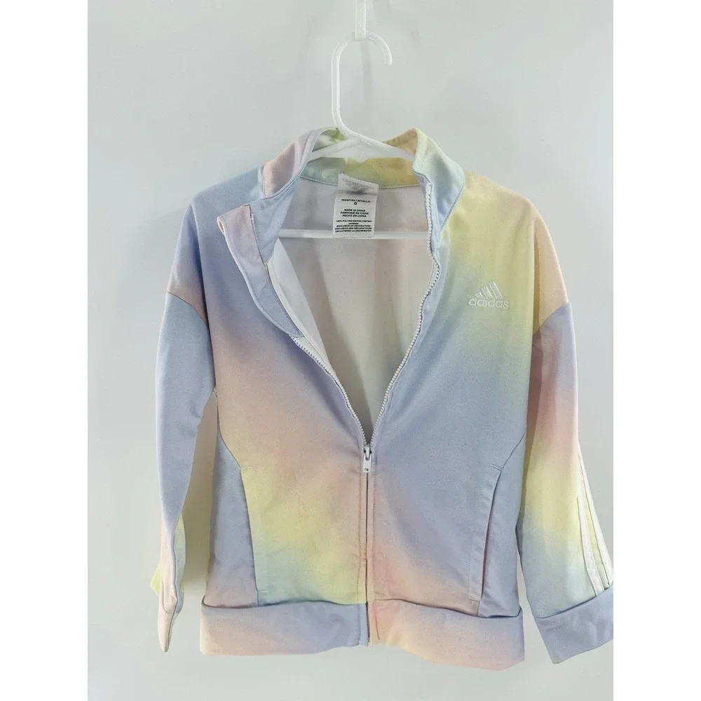 ADIDAS Track Suit‎ Jacket Zip Up Ombre Pastel Rainbow Tie Dye Size 5 Toddler
